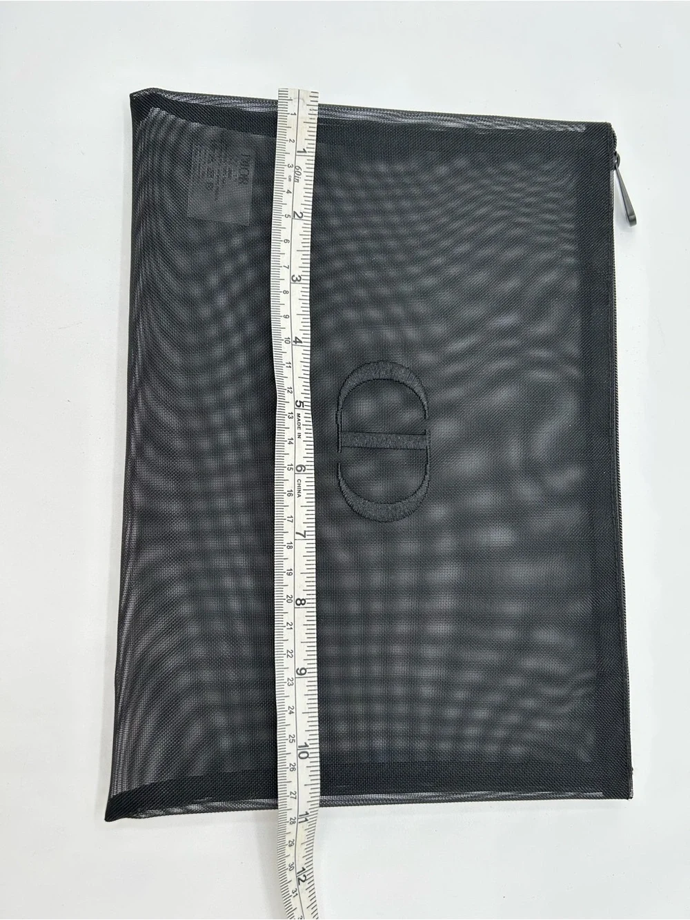 CHRISTIAN DIOR Pouch Black Mesh Cosmetic or Travel Makeup Bag.